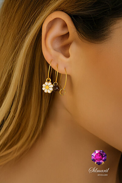 Silmaril Store Saç Aksesuarı Olabilen Papatya Halka Küpe – 6 Parça Kombin Set...