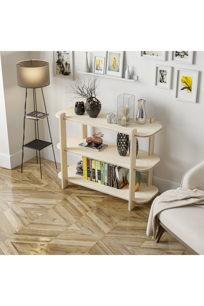 tino furniture Çilek Kitaplık - Demonte Çok Katlı Doğal Ahşap Dekoratif Raf Ü...