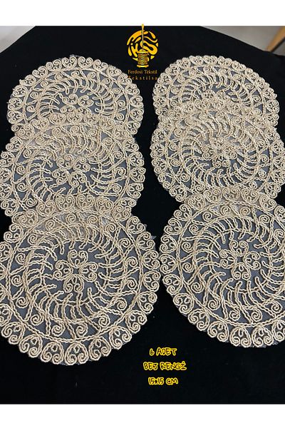 Tekstilsa Flora model Decorative Guipure Lace Set of 6 Coffee Cocktail Presentation Napkins