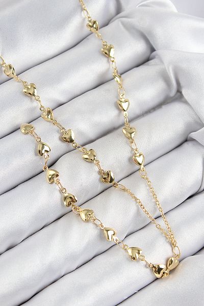 norsary Brass Zircon Stone Heart Model Gold Color Y Necklace
