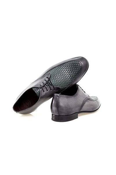 FRANCO CALVANI Gray Color Lace-Up Genuine Leather Men's Shoes
