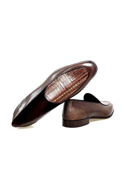 FRANCO CALVANI Brown Laceless Genuine Leather Men's Shoes