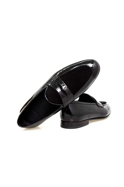FRANCO CALVANI Black Color Laceless Genuine Leather Men's Shoes