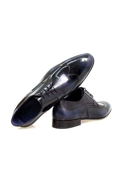 FRANCO CALVANI Dark Blue Color Lace-Up Genuine Leather Men's Shoes