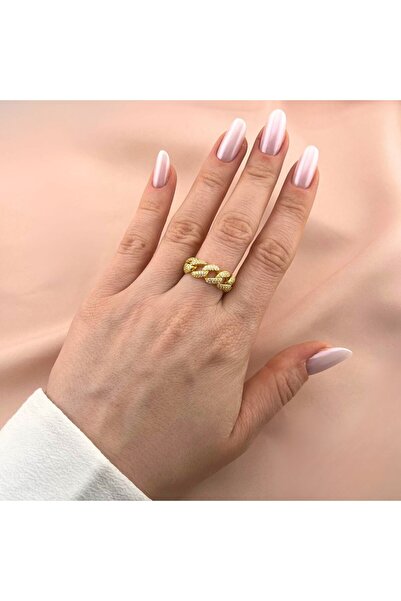 Bijuteria SORELLY Inel Argint Placat cu Aur Cuban Link Mobil 16