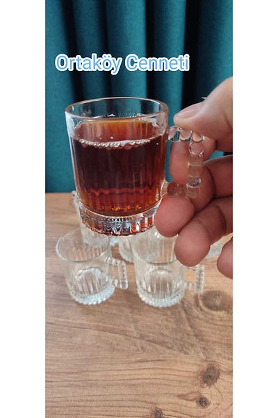 ORTAKÖY CENNETİ 6 Ad Bead Small Mug Cup 110 Cc Volume Height 7 cm Mouth 5.5 cm Petite Lovers