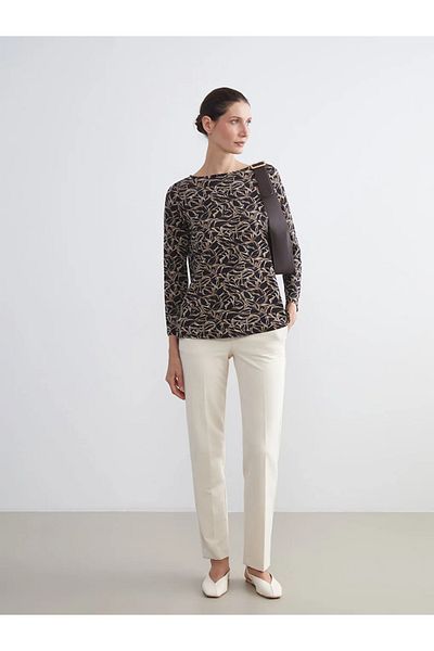 LC Waikiki Lcw grace brown crew neck patterned short sleeve women's blouse