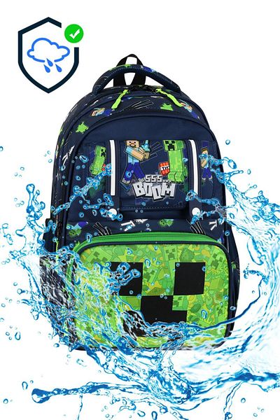 Dadacuq Multi-Compartment Boom Cover School Bag with Lunch Box and Pen Holder Triple School Set Ddcq2722