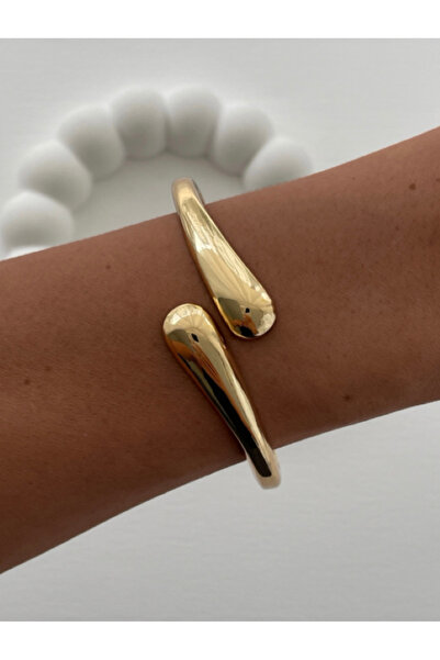 Ervalina Özel Seri Damla Tasarım 14K Gold Kelepçe Bileklik