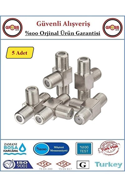 GrossAVM F Üçlü Konnektör Uydu Anten Kablo Dağıtıcısı - Rg6 - 5 Adet