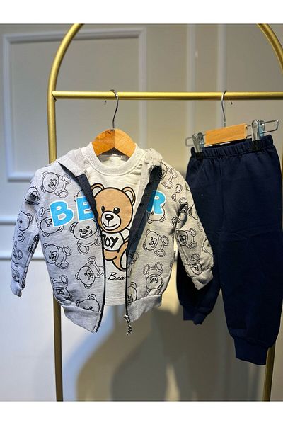 baume clothes Bear 3-Piece Hooded Baby Boy Top-Top Set