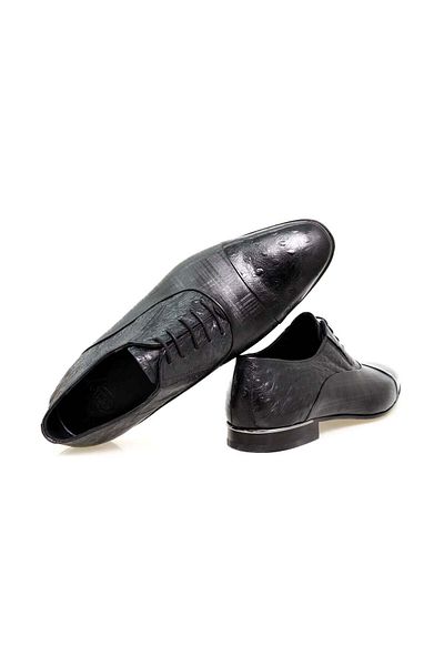FRANCO CALVANI Black Color Lace-Up Genuine Leather Men's Shoes