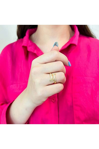 Bijuteria SORELLY Gold Plated Silver Adjustable T-Bar Ring