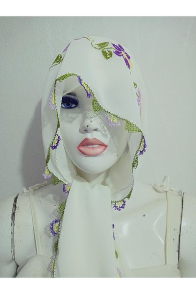 hoaryage Handmade Embroidery Embroidered Needle Embroidered Prayer Cover Dowry Holder Mevlit Hijab Crepe Fabric 145X75 cm