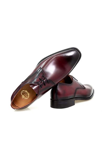 FRANCO CALVANI Bordo Color Lace-Up Genuine Leather Men's Shoes