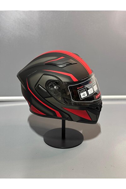 JK20 Jk-902 Güneş Vizörlü Çene Açılır Kask H9 RED