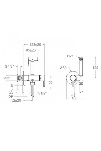 Ramon Soler Complete bidet mixer set with holder and high pressure brass bidet in matte nickel finish