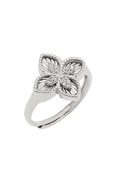 Bijuteria SORELLY Adjustable Silver Ring Flower with Ribs