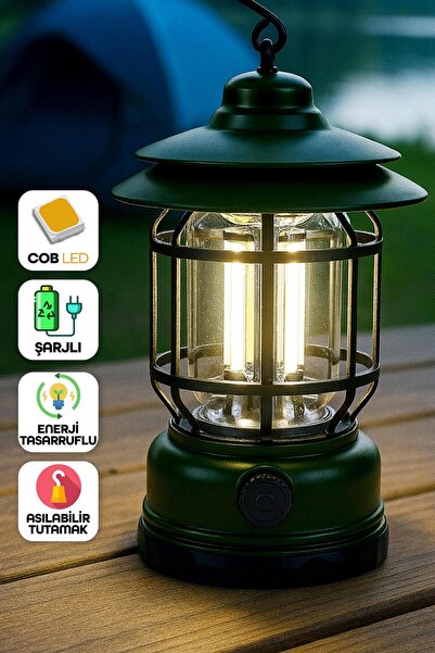 Venenon LED Şarjlı Kamp Lambası Işık Dimmer Ayarlı Askılı Portatif Işıldak El...