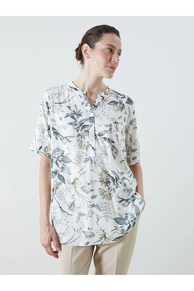 LC Waikiki Lcw Grace Green Scoop Neck Floral Blouse