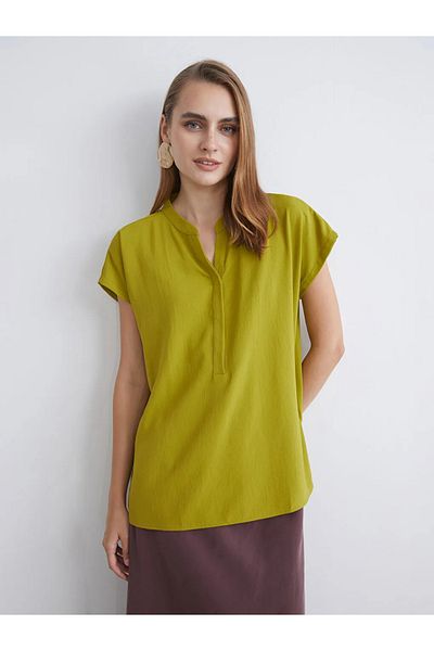 LC Waikiki Lcwaikiki Classic Green Cowl Neck Blouse