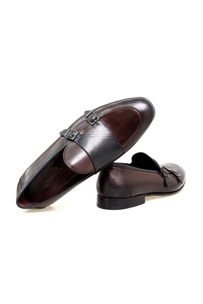 FRANCO CALVANI Brown Laceless Genuine Leather Men's Shoes