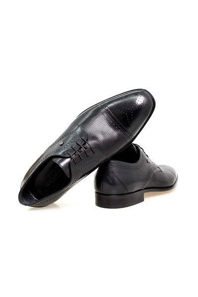 FRANCO CALVANI Black Color Lace-Up Genuine Leather Men's Shoes