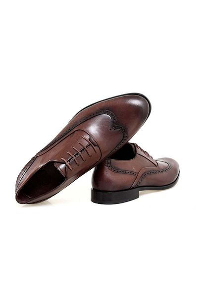 FRANCO CALVANI Brown Lace-Up Genuine Leather Men's Shoes