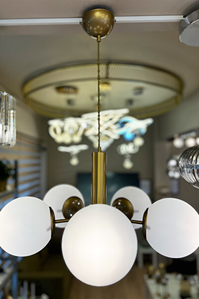 MINIMAL ETICARET VE BILGI TEKNOLOJILERI Globe Golden PENTA Sarkıt Cam Avize