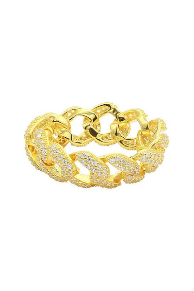 Bijuteria SORELLY Silver Ring with Gold Plated Cuban Link Mobile 22
