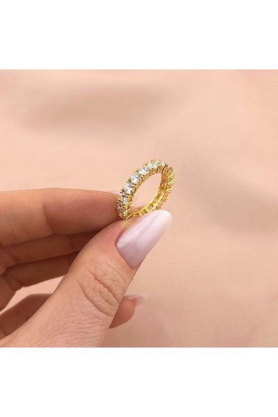 Bijuteria SORELLY Round Tennis 11 Gold Plated Silver Ring