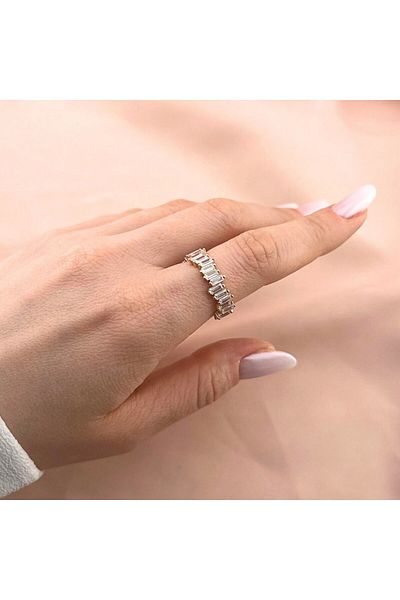 Bijuteria SORELLY Irregular Baguette Rose Gold Plated Silver Ring 10