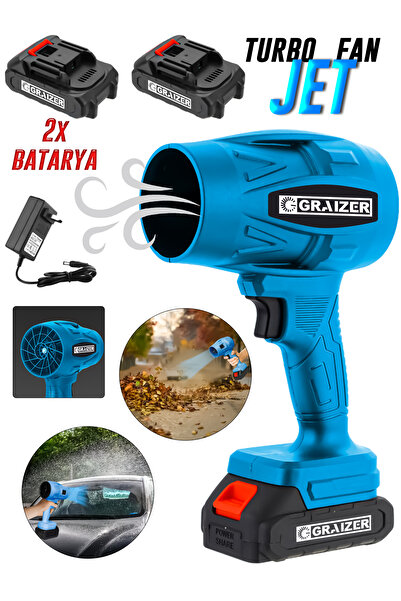 Graizer M 21 V Şarjlı Akülü Jet Fan Üfleyici Toz Üfleyici Mangal Yakma Üfleme Araba Kurulama Makinesi