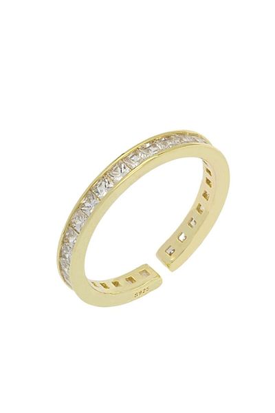 Bijuteria SORELLY 2mm Gold Plated Adjustable Tennis Silver Ring