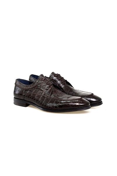 FRANCO CALVANI Brown Lace-Up Genuine Leather Men's Shoes