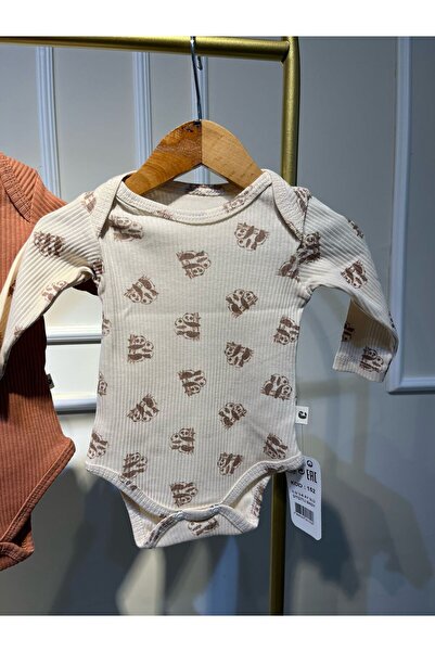 baume clothes Baby Boy 3 Piece 100% Organic Bodysuit Set Brown and Beige Set
