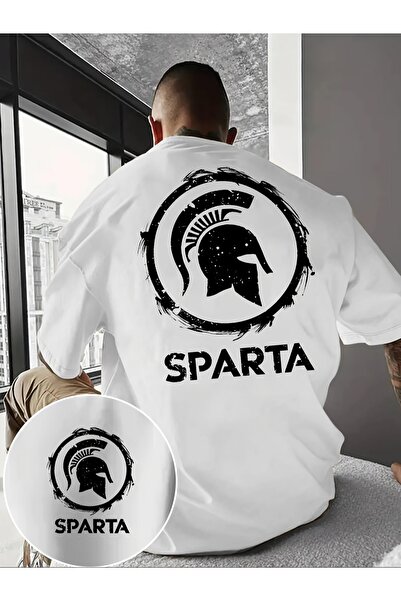 cc collection تي شيرت رجالي كبير الحجم مطبوع عليه سبارتا بتصميم مريح وأنيق