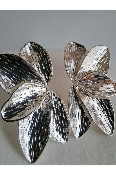 BHR AKSESUAR Silver Leaf Earrings