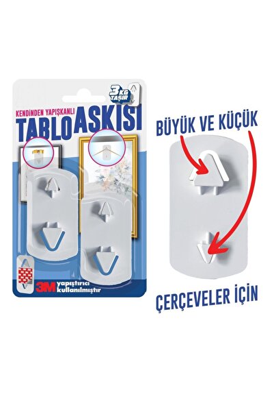 Genel Markalar Yapışkanlı Çivisiz Tablo Askısı Çerçeve Resim Saat Askısı