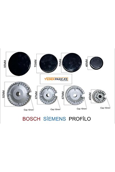 Yp Part 8 Parça Bosch Siemens Profilo Vestel Uyumlu Ocak Bek ve Kapak Takımı İtalyan Tip (Çift Oyuklu)