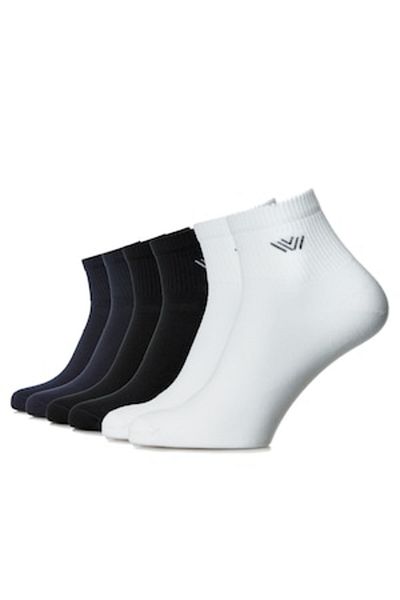 OEM Set 6 pairs of dynamic combed cotton socks, seamless, men, navy-blue-black-white, size 44-46