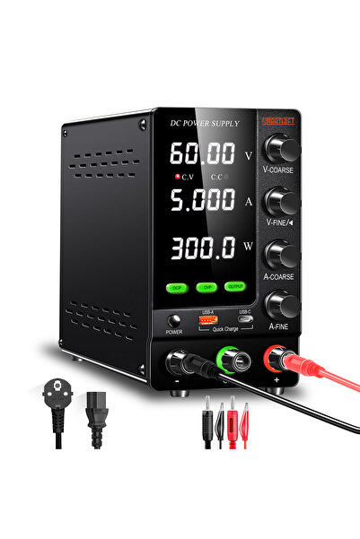 SMARTGIFT 0-60V/5A Ayarlanabilir Dc Güç Kaynağı Voltaj Regülatörü Süper Model SİYAH