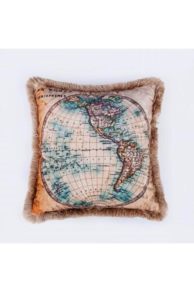 Adawall World Map Pillow/Cushion (Filler Bead Fiber, Nation. Washing and Fadi...