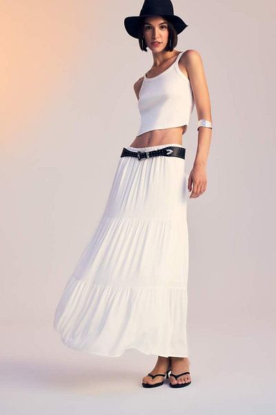 DeFacto New Season High Waist Crinkle Viscose Maxi Skirt