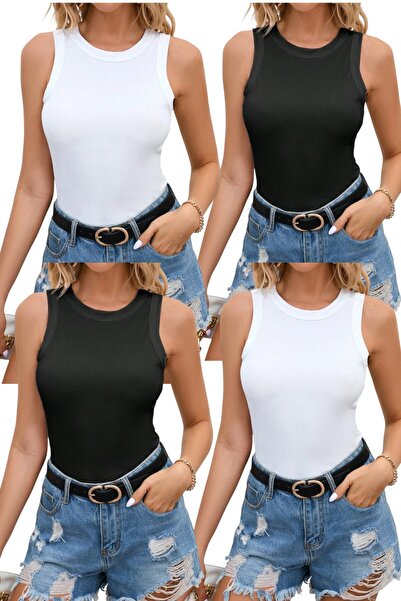 KHAB PREMİUM قمصان داخلية نسائية أساسية مكونة من 4 قطع