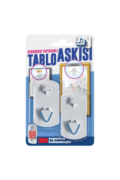 Genel Markalar Yapışkanlı Çivisiz Tablo Askısı Çerçeve Resim Saat Askısı