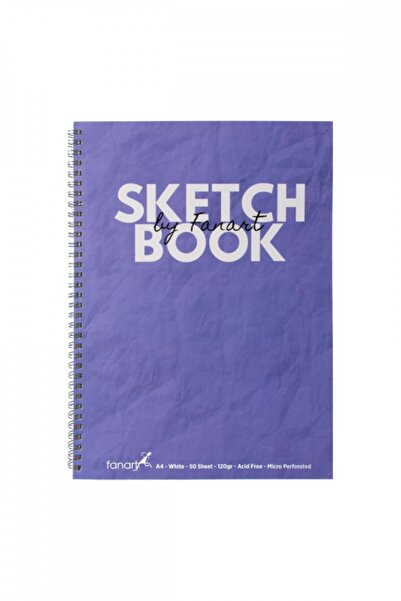 Fanart Sketch Book (eskiz Defteri) A4 Spiralli 120 Gr Beyaz Kağıt- Mor