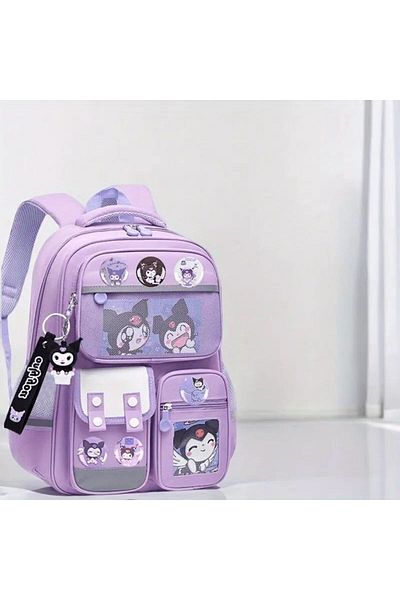 Emre Bebe Kuromi Licensed Primary School School Bag Waterproof with Orthopedic Back Support for Girls