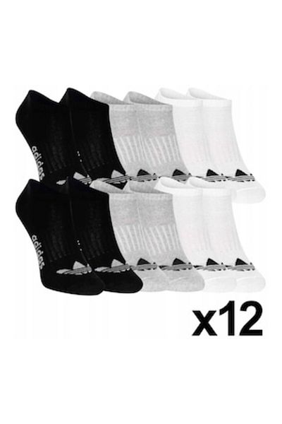 adidas Short Socks 12 Pairs 100% Cotton White/Gray/Black 36-41