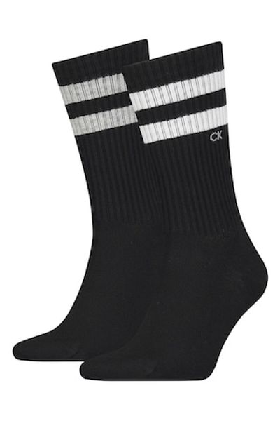 Calvin Klein , Set of unisex long socks with striped print - 2 pairs, Black, 43-46